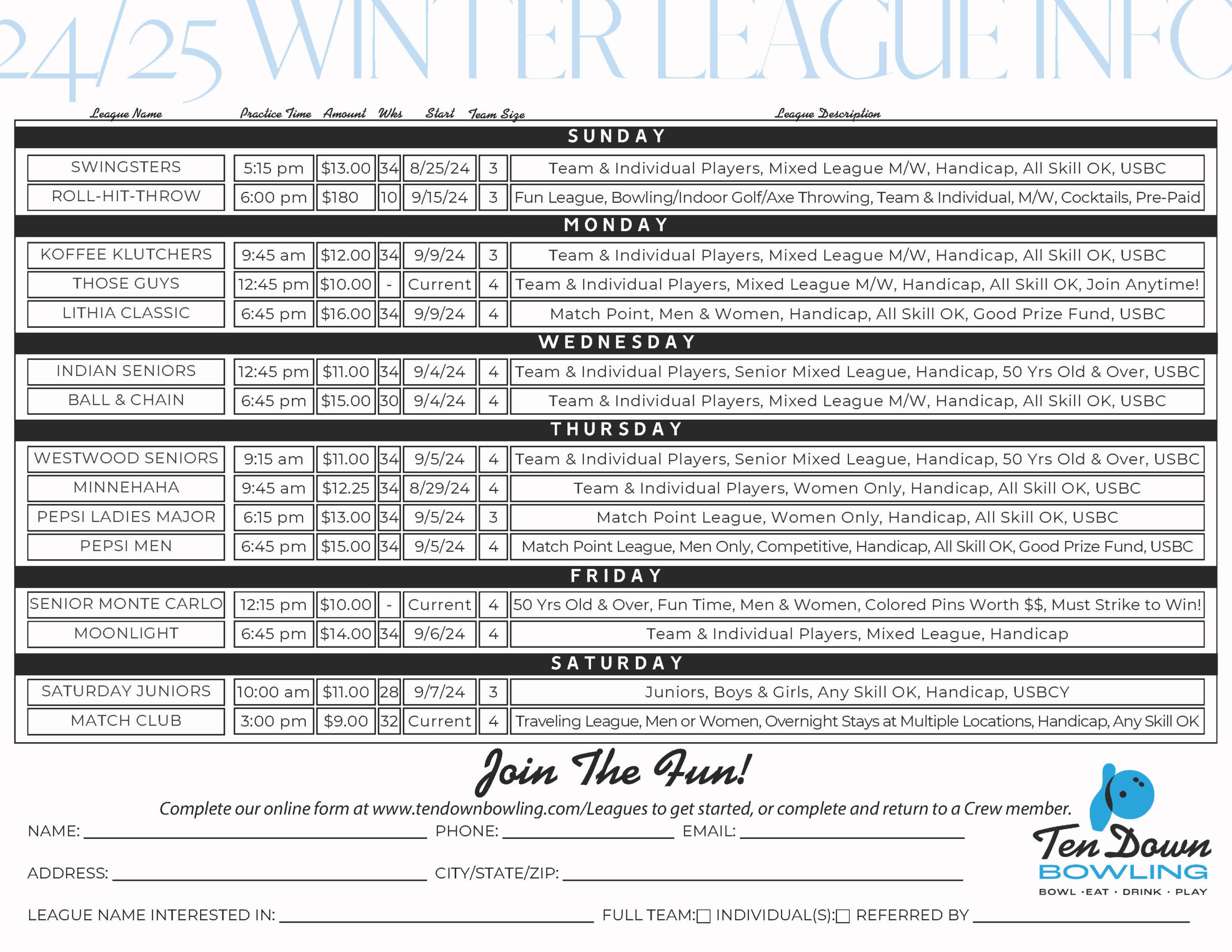 League Info Winter 24-25